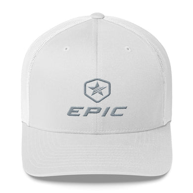 EPIC Retro Mesh Cap | White-White | Adjustable | Grey Epic-Epic Hex Star | One Size Fits Most
