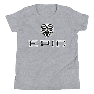 Unisex EPIC Youth Short Sleeve T-Shirt | Heather | Black-White Tiki Epic-Epic Tiki | Sizes: S - XL