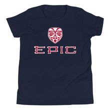Load image into Gallery viewer, Unisex EPIC Youth Short Sleeve T-Shirt | Navy | Red-White Tiki Epic-Epic Tiki | Sizes: S - XL
