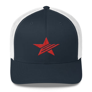 EPIC Retro Mesh Cap | Navy-White | Adjustable | Red Epic Star | One Size Fits Most