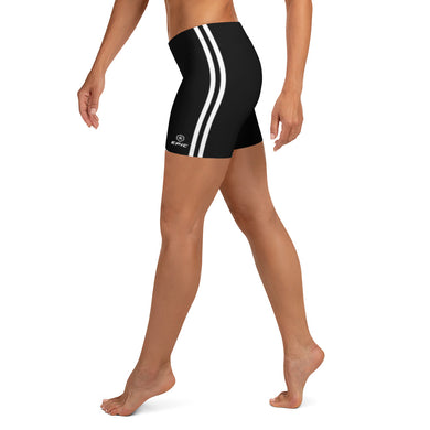 Women's EPIC Tech Shorts | Black - Black-White Stripes | Regular Waist | Sizes: XS - 3XL