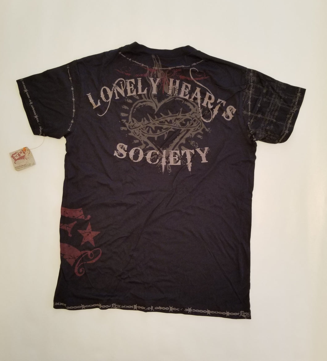 Epic Lonely Hearts Society V-Neck T-Shirt | Black | Size: L