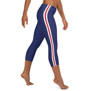 Women's EPIC Tech Capri Leggings | Navy - Red-White Stripes | Regular Waist | Sizes: XS - XL