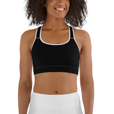 Women's EPIC Tech Sports Bra | Black | Scoop Neck - Racerback | Sizes: XS - 2XL (front view)