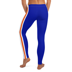 Women's EPIC Tech Leggings | Deep Royal - Orange-White Stripes | Regular Waist | Sizes: XS - XL