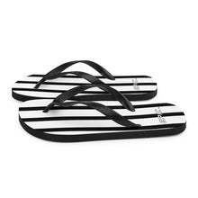 Load image into Gallery viewer, Unisex EPIC Flip-Flops | White-Black Stripes | Sizes: Men&#39;s 6-11 and Women&#39;s 7-12