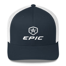 Load image into Gallery viewer, EPIC Retro Mesh Cap | Navy-White | Adjustable | White Epic-Epic Hex Star | One Size Fits Most