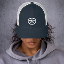 Load image into Gallery viewer, EPIC Retro Mesh Cap | Navy-White | Adjustable | White Epic Hex Star | One Size Fits Most