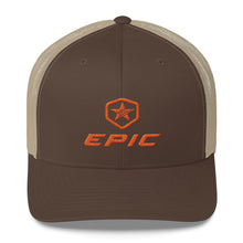 Load image into Gallery viewer, EPIC Retro Mesh Cap | Brown-Beige | Adjustable | Orange Epic-Epic Hex Star | One Size Fits Most