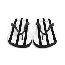 Load image into Gallery viewer, Unisex EPIC Flip-Flops | White-Black Stripes | Sizes: Men&#39;s 6-11 and Women&#39;s 7-12