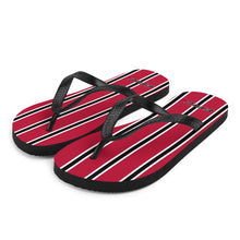 Load image into Gallery viewer, Unisex EPIC Flip-Flops | Red - Black-White Stripes | Sizes: Men&#39;s 6-11 and Women&#39;s 7-12