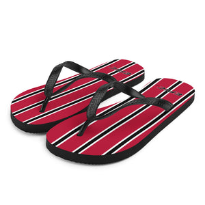 Unisex EPIC Flip-Flops | Red - Black-White Stripes | Sizes: Men's 6-11 and Women's 7-12
