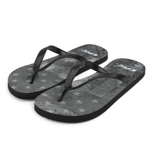 Load image into Gallery viewer, Unisex EPIC Flip-Flops | Distressed Black-Grey Stars &amp; Stripes | Sizes: Men&#39;s 6-11 and Women&#39;s 7-12