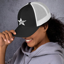 Load image into Gallery viewer, EPIC Retro Mesh Cap | Black-White | Adjustable | White Epic Star | One Size Fits Most