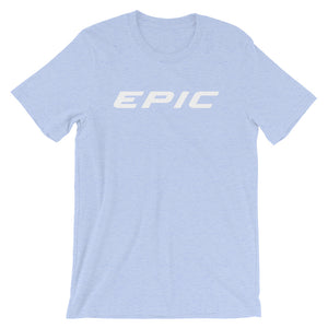 Unisex EPIC Short Sleeve Crew Neck T-Shirt | Heather Blue | Contemporary Fit | White Epic | Sizes: S - 4XL