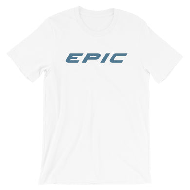 Unisex EPIC Short Sleeve Crew Neck T-Shirt | White | Contemporary Fit | Teal Epic | Sizes: XS - 4XL