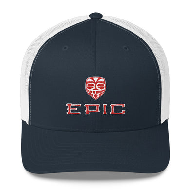 EPIC Retro Mesh Cap | Navy-White | Adjustable | Red-White Tiki Epic-Epic Tiki | One Size Fits Most