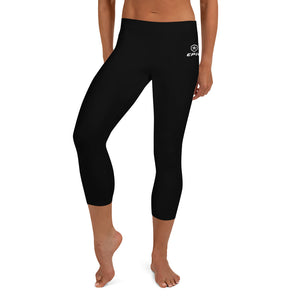 Women's EPIC Tech Capri Leggings | Black - Black-White Stripes | Regular Waist | Sizes: XS - XL
