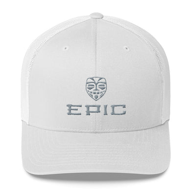 EPIC Retro Mesh Cap | White-White | Adjustable | Grey Tiki Epic-Epic Tiki | One Size Fits Most