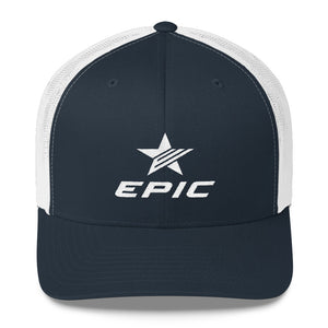 EPIC Retro Mesh Cap | Navy-White | Adjustable | White Epic-Epic Star | One Size Fits Most