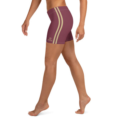 Women's EPIC Tech Shorts | Garnet - Garnet-Gold Stripes | Regular Waist | Sizes: XS - 3XL