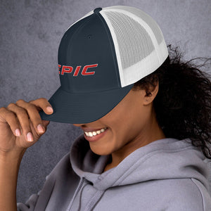 EPIC Retro Mesh Cap | Navy-White | Adjustable | Red-White Epic | One Size Fits Most