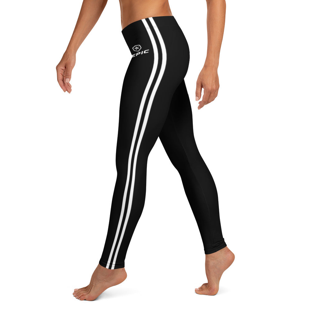 Women's EPIC Tech Leggings | Black - Black-White Stripes | Regular Waist | Sizes: XS - XL