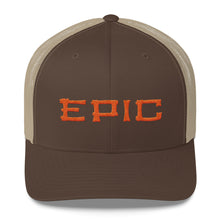 Load image into Gallery viewer, EPIC Retro Mesh Cap | Brown-Beige | Adjustable | Orange Tiki Epic | One Size Fits Most