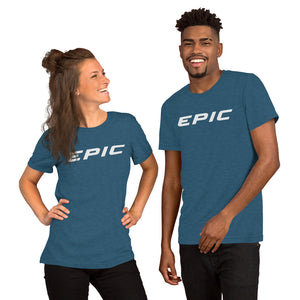 Unisex EPIC Short Sleeve Crew Neck T-Shirt | Heather Teal | Contemporary Fit | Lt. Grey Epic | Sizes: S - 4XL
