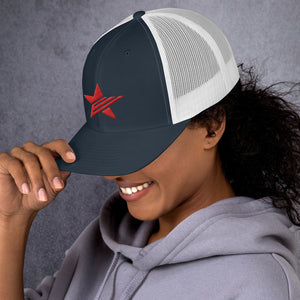 EPIC Retro Mesh Cap | Navy-White | Adjustable | Red Epic Star | One Size Fits Most