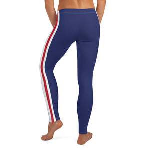 Women's EPIC Tech Leggings | Navy - Red-White Stripes | Regular Waist | Sizes: XS - XL