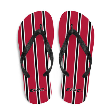 Unisex EPIC Flip-Flops | Red - Black-White Stripes | Sizes: Men's 6-11 and Women's 7-12