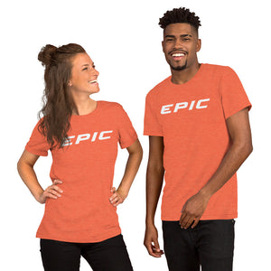 Unisex EPIC Short Sleeve Crew Neck T-Shirt | Heather Orange | Contemporary Fit | White Epic | Sizes: S - 4XL