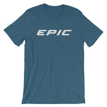 Load image into Gallery viewer, Unisex EPIC Short Sleeve Crew Neck T-Shirt | Heather Teal | Contemporary Fit | Lt. Grey Epic | Sizes: S - 4XL