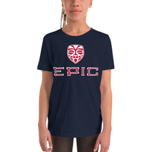 Load image into Gallery viewer, Unisex EPIC Youth Short Sleeve T-Shirt | Navy | Red-White Tiki Epic-Epic Tiki | Sizes: S - XL