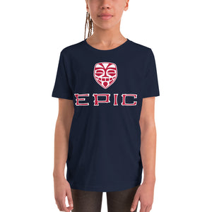 Unisex EPIC Youth Short Sleeve T-Shirt | Navy | Red-White Tiki Epic-Epic Tiki | Sizes: S - XL