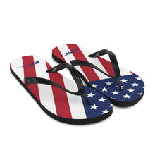 Load image into Gallery viewer, Unisex EPIC Flip-Flops | Red-White-Blue Flag | Sizes: Men&#39;s 6-11 and Women&#39;s 7-12