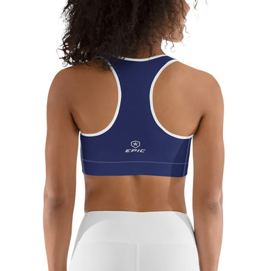 Women's EPIC Tech Sports Bra | Navy | Scoop Neck - Racerback | Sizes: XS - 2XL (back view)