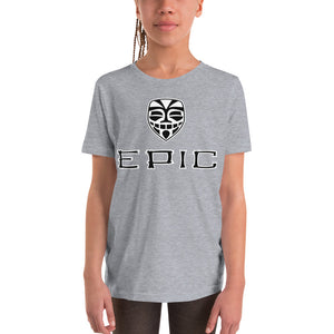 Unisex EPIC Youth Short Sleeve T-Shirt | Heather | Black-White Tiki Epic-Epic Tiki | Sizes: S - XL