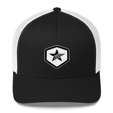 EPIC Retro Mesh Cap | Black-White | Adjustable | Black-White Epic Hex Star | One Size Fits Most