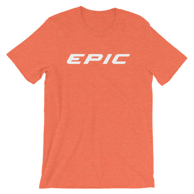 Unisex EPIC Short Sleeve Crew Neck T-Shirt | Heather Orange | Contemporary Fit | White Epic | Sizes: S - 4XL