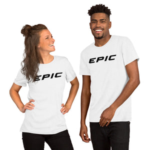 Unisex EPIC Short Sleeve Crew Neck T-Shirt | White | Contemporary Fit | Black Epic | Sizes: XS - 4XL