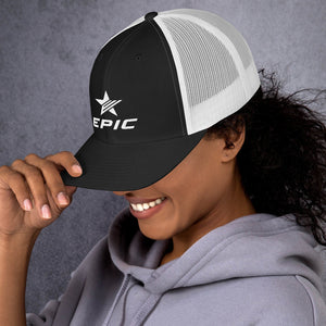 EPIC Retro Mesh Cap | Black-White | Adjustable | White Epic-Epic Star | One Size Fits Most