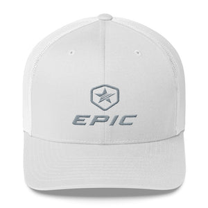 EPIC Retro Mesh Cap | White-White | Adjustable | Grey Epic-Epic Hex Star | One Size Fits Most