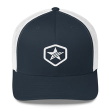Load image into Gallery viewer, EPIC Retro Mesh Cap | Navy-White | Adjustable | White Epic Hex Star | One Size Fits Most