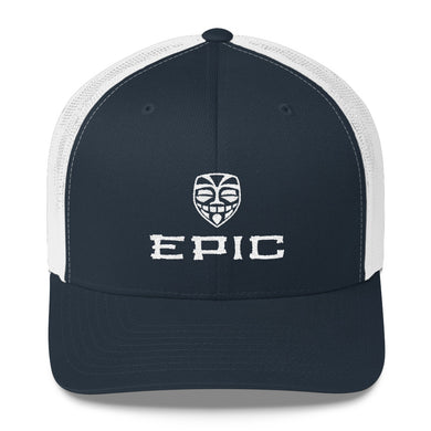 EPIC Retro Mesh Cap | Navy-White | Adjustable | White Tiki Epic-Epic Tiki | One Size Fits Most