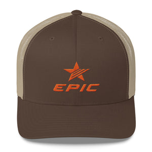 EPIC Retro Mesh Cap | Brown-Beige | Adjustable | Orange Epic-Epic Star | One Size Fits Most