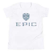 Load image into Gallery viewer, Unisex EPIC Youth Short Sleeve T-Shirt | White | Slate Blue-Light Grey Tiki Epic-Epic Tiki | Sizes: S - XL