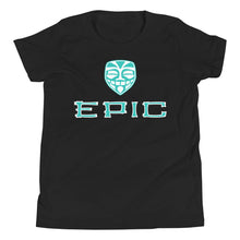 Load image into Gallery viewer, Unisex EPIC Youth Short Sleeve T-Shirt | Black | Turquioise-White Tiki Epic-Epic Tiki | Sizes: S - XL