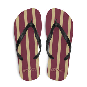 Unisex EPIC Flip-Flops | Garnet-Gold Stripes | Sizes: Men's 6-11 and Women's 7-12
